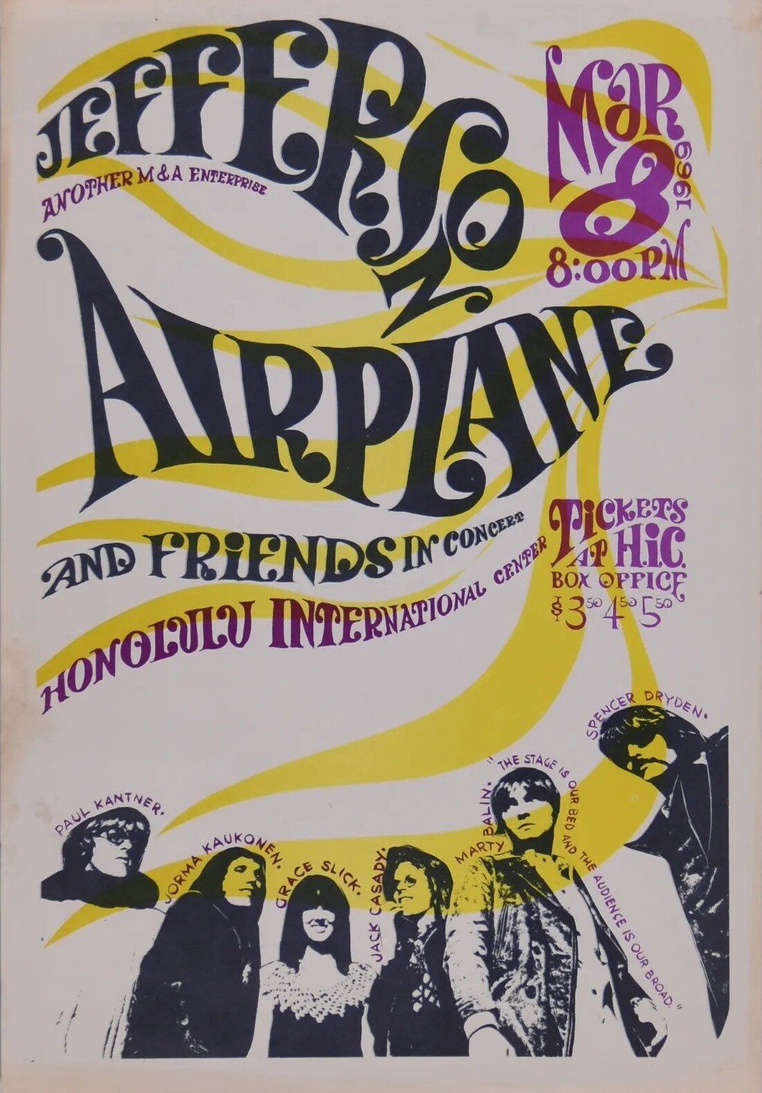 Jefferson Airplane Honolulu International Center 1969 Concert Poster