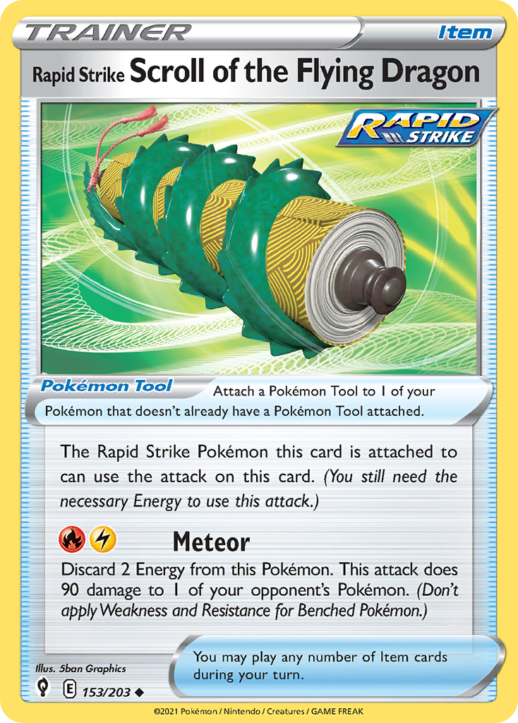 Rapid Strike Scroll of the Flying Dragon (Trainer: Item) (153/203) - Evolving Skies Pokémon Card