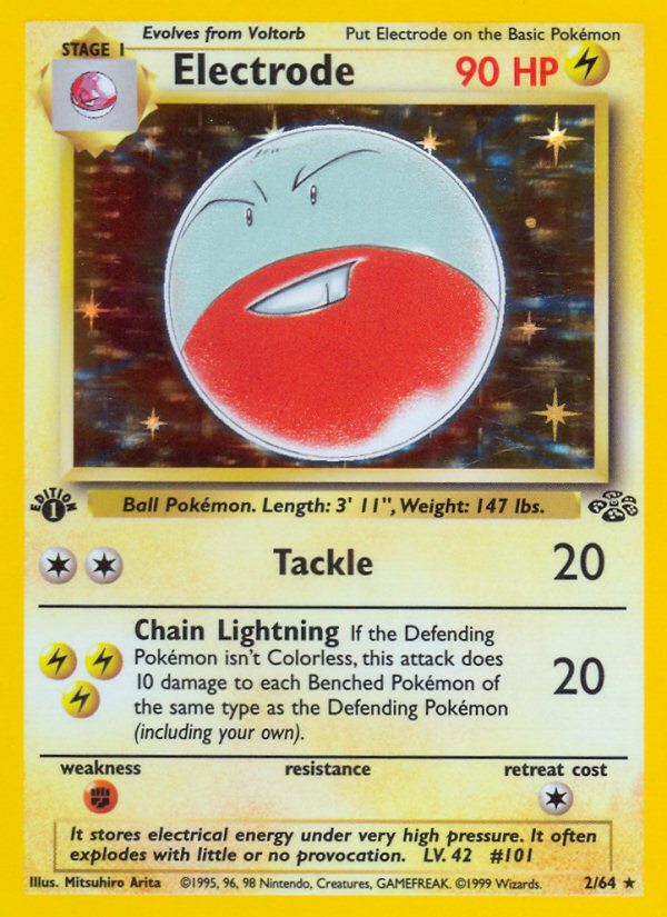 Electrode (2/64) - Jungle (1st Edition) Pokémon Card