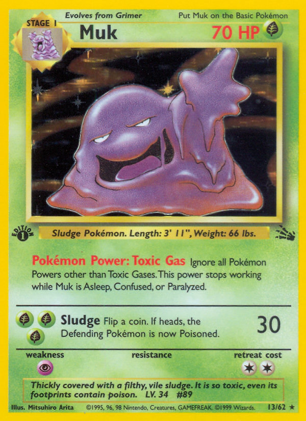 Muk (13/62) - Fossil (1st Edition) Pokémon Card