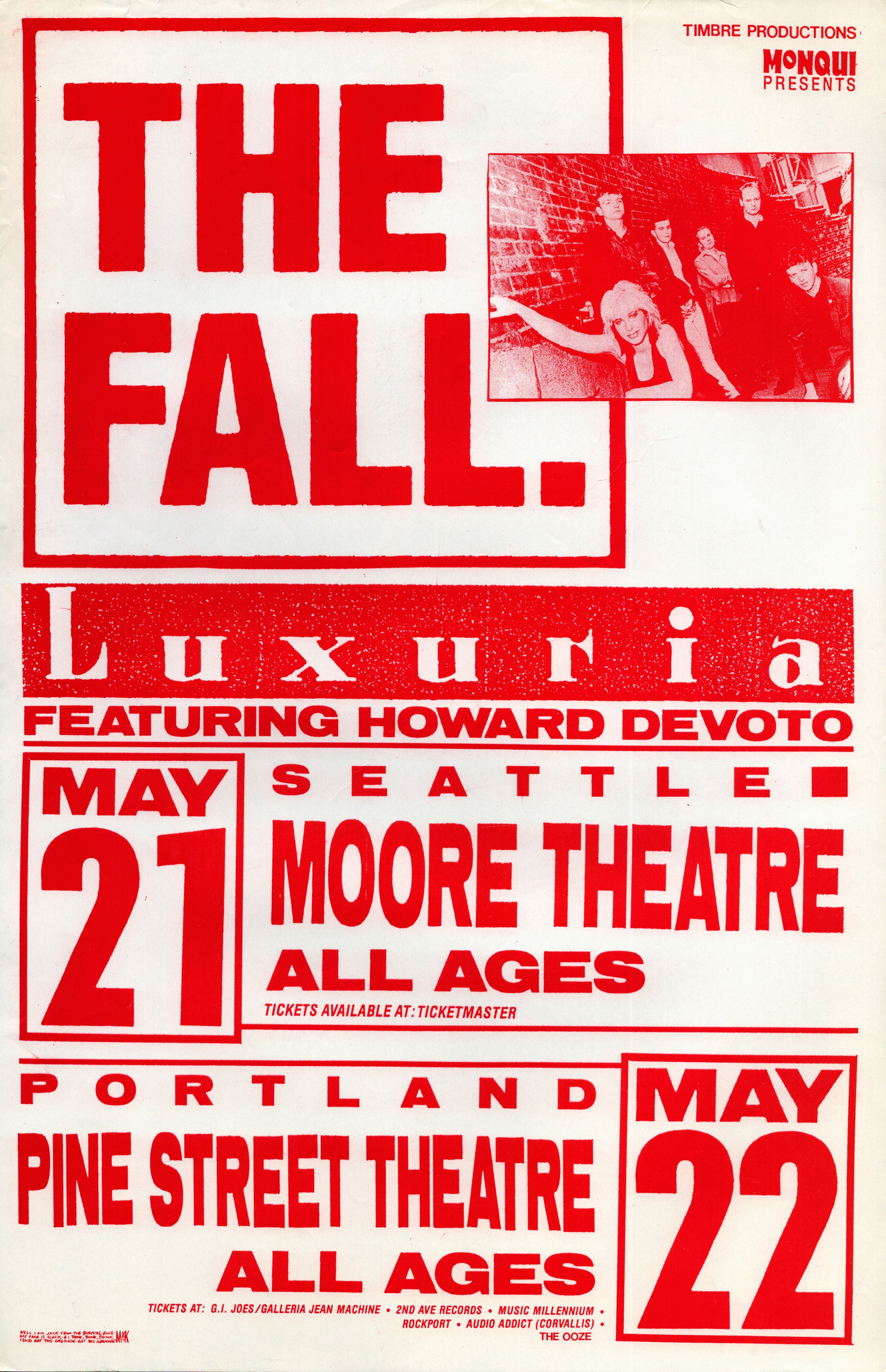 MXP-153.4 The Fall Moore Theater & Pine Street Theatre 1988 Concert Poster