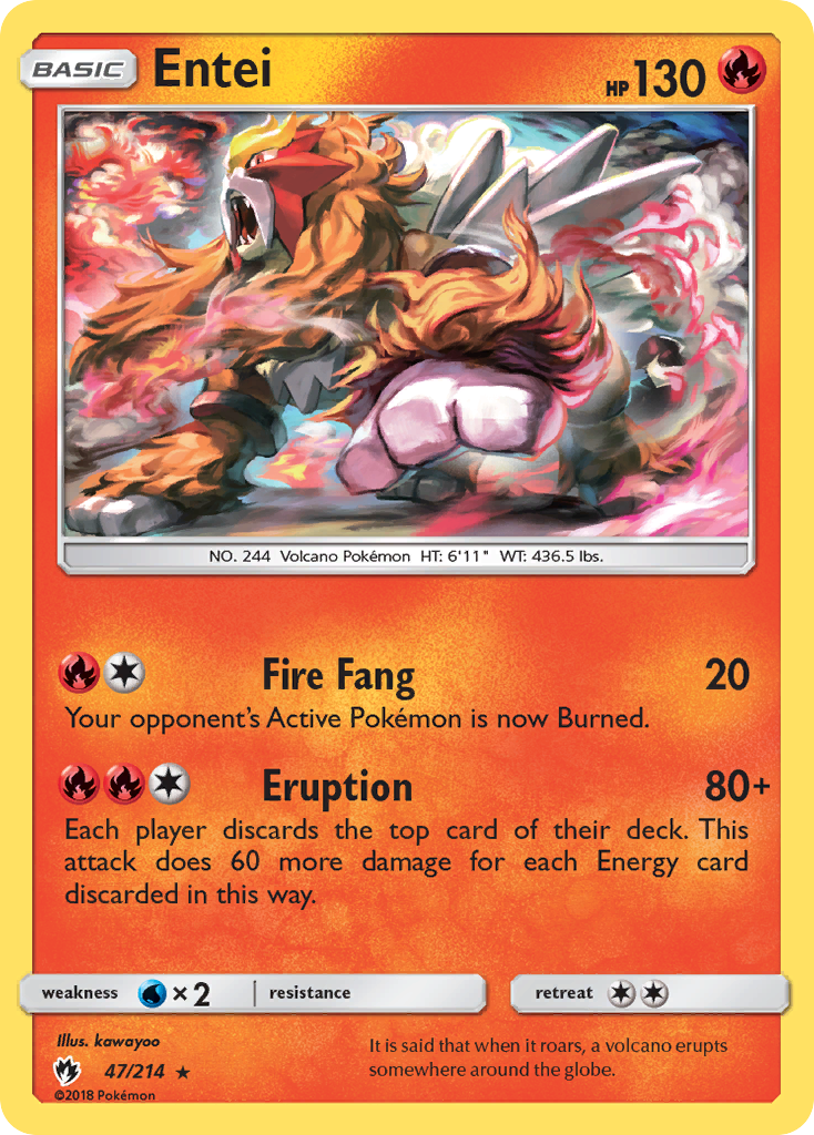 Entei (47/214) - Lost Thunder Pokémon Card