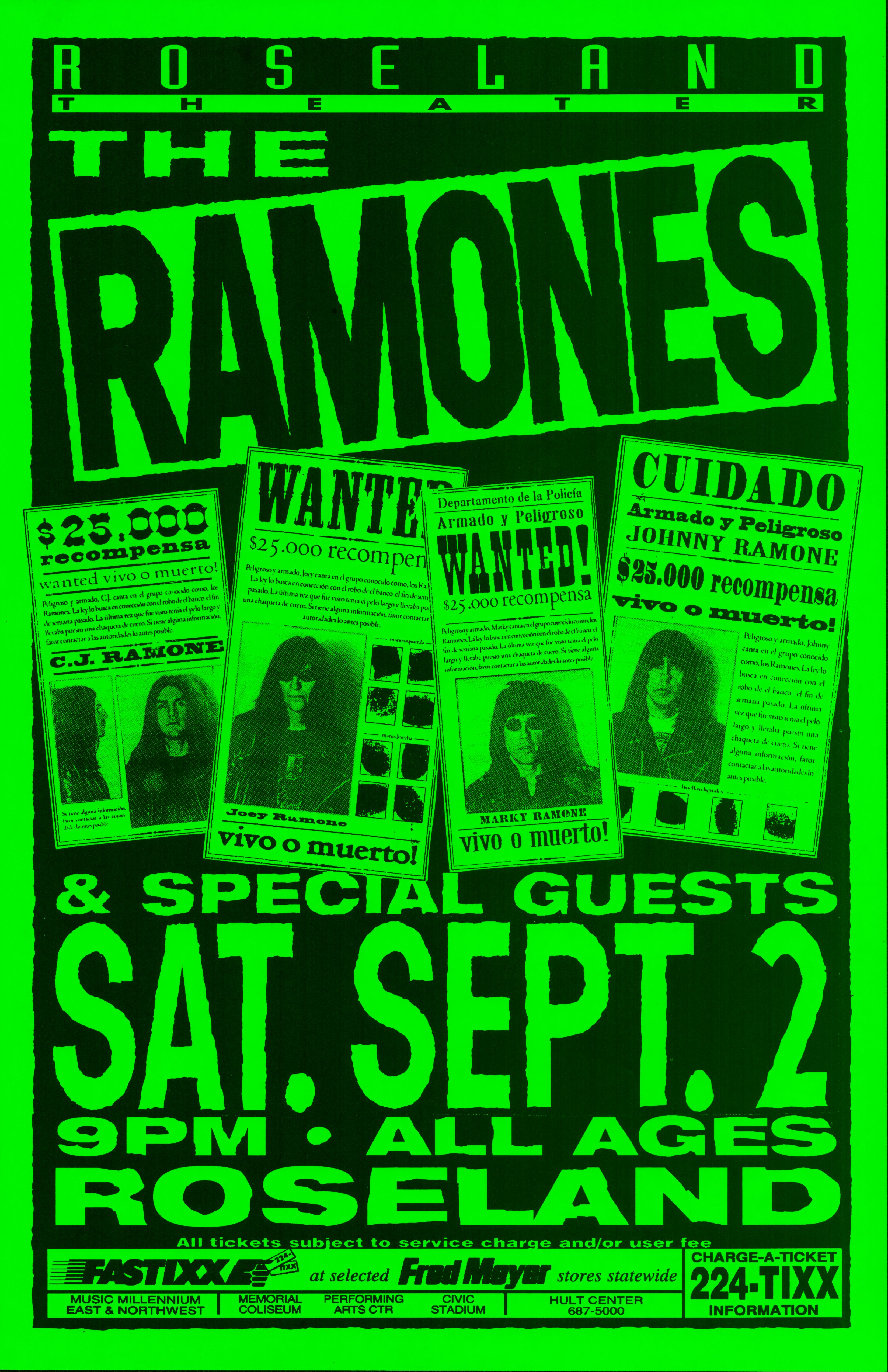 MXP-224.1 Ramones Roseland Theater 1995 Concert Poster