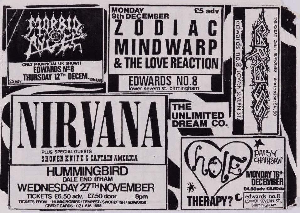Nirvana The Hummingbird 1991 HANDBILL Concert Poster