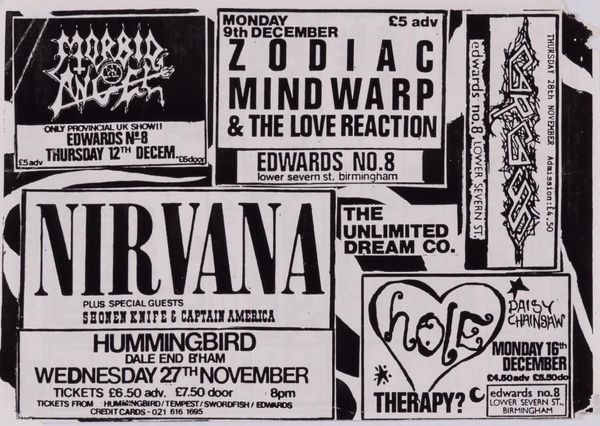 Nirvana The Hummingbird 1991 HANDBILL