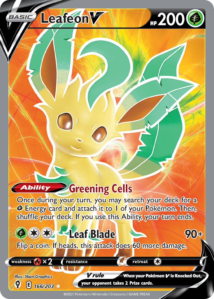 Leafeon V (166/203) - Evolving Skies Pokémon Card