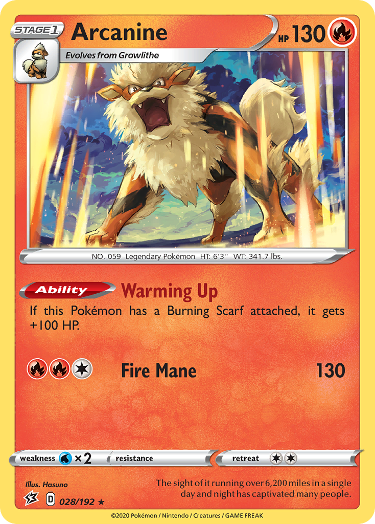 Arcanine (28/192) - Rebel Clash Pokémon Card