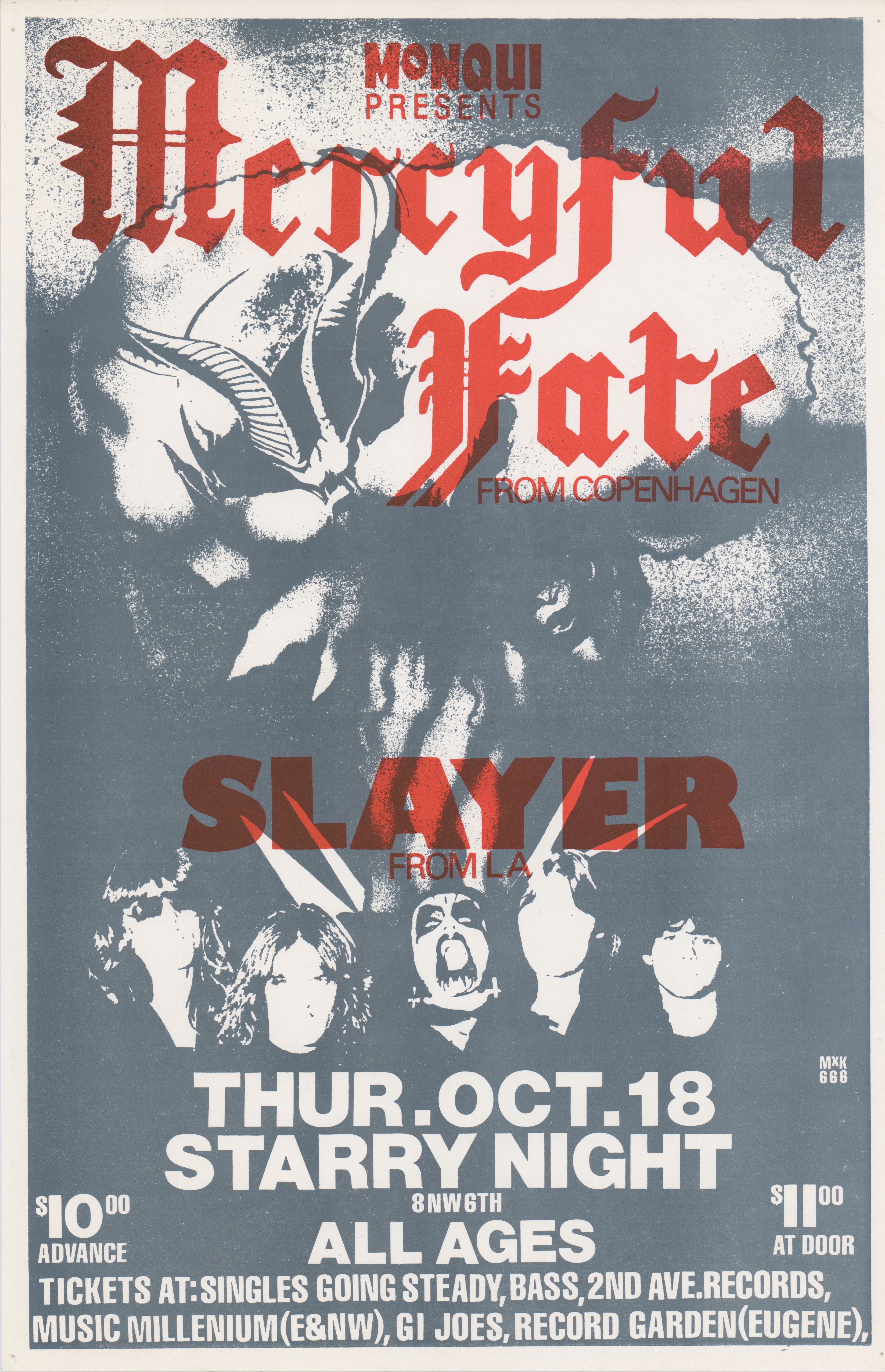 MXP-217.1 Mercyful Fate 1984 Starry Night  Oct 18 Concert Poster