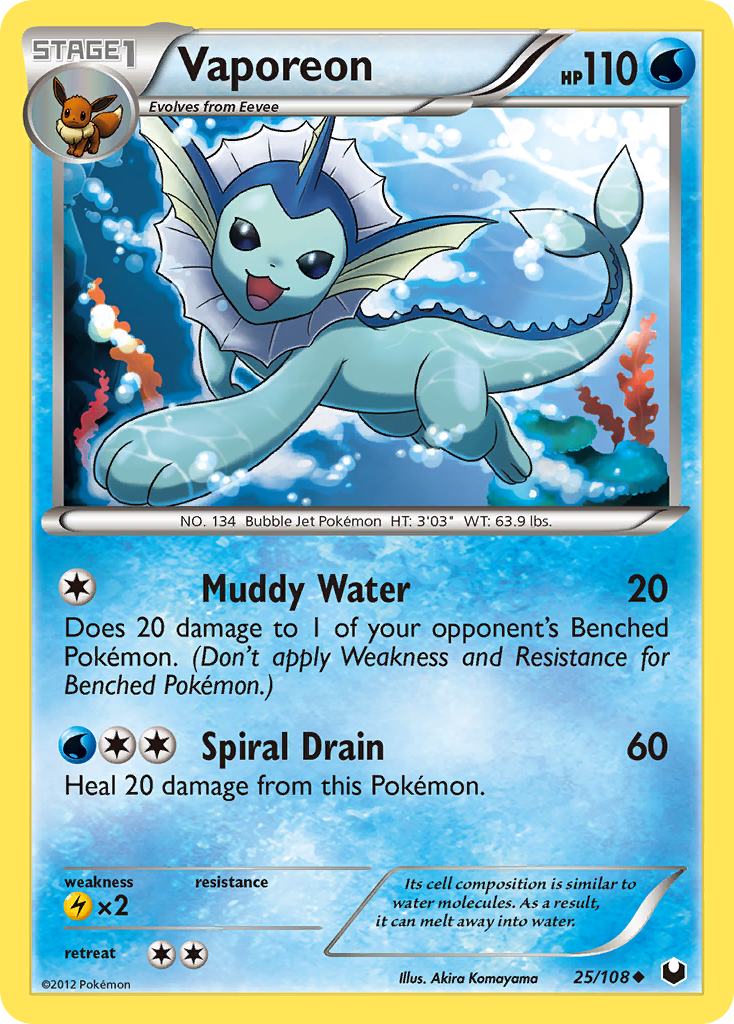 Vaporeon (25/108) - Dark Explorers Pokémon Card