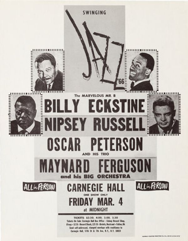 Billy Eckstine & Oscar Peterson Carnegie Hall Handbill 1966