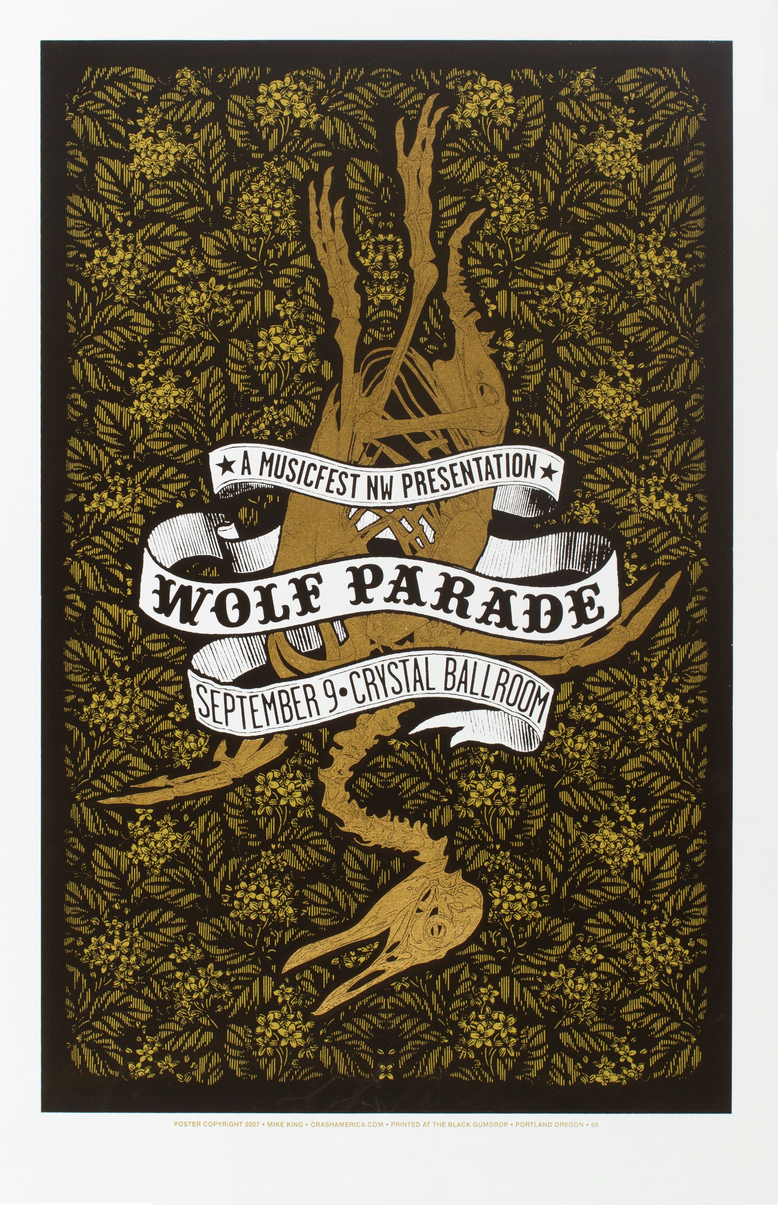 MXP-255.1 Wolf Parade 2007 Crystal Ballroom  Sep 9 Concert Poster
