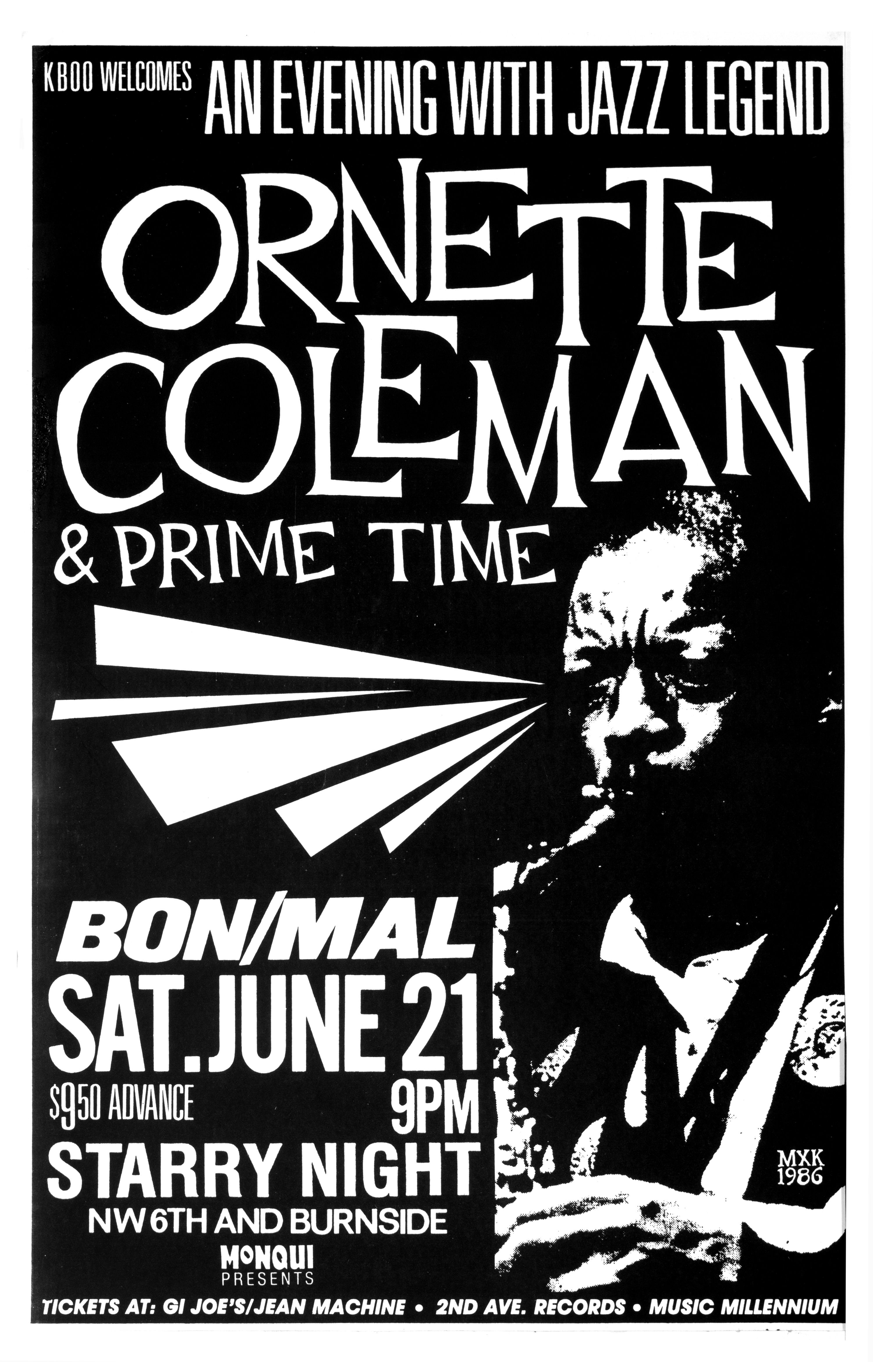 MXP-88.1 Ornette Coleman Starry Night 1986 Concert Poster