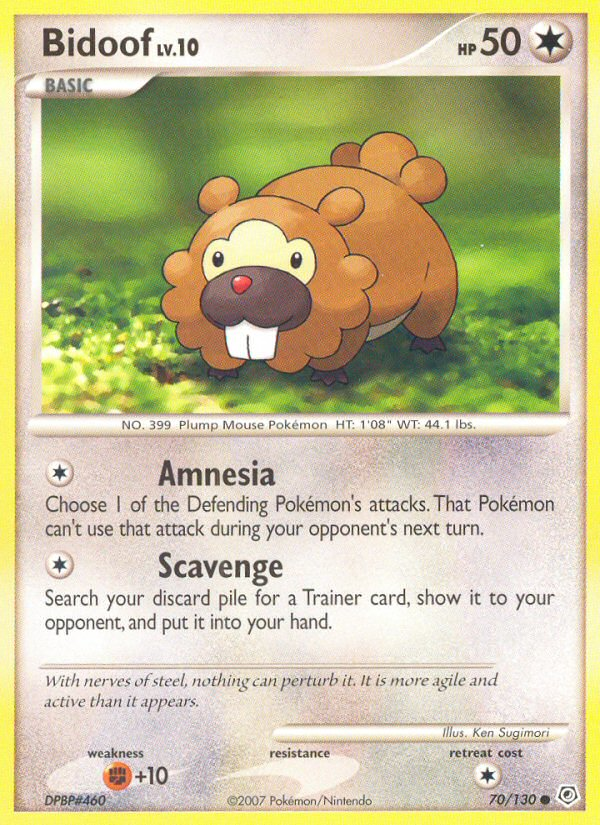 Bidoof (70/130) - Diamond & Pearl Pokémon Card