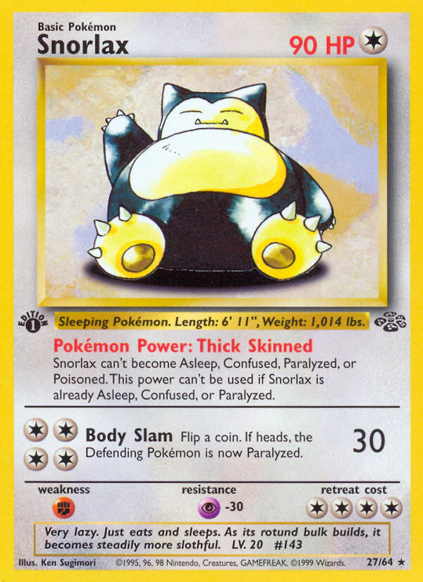 Snorlax (27/64) - Jungle (1st Edition) Pokémon Card