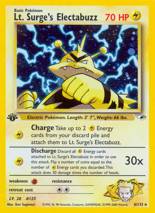 Lt. Surge's Electabuzz (6/132) - Gym Heroes (1st Edition) Pokémon Card