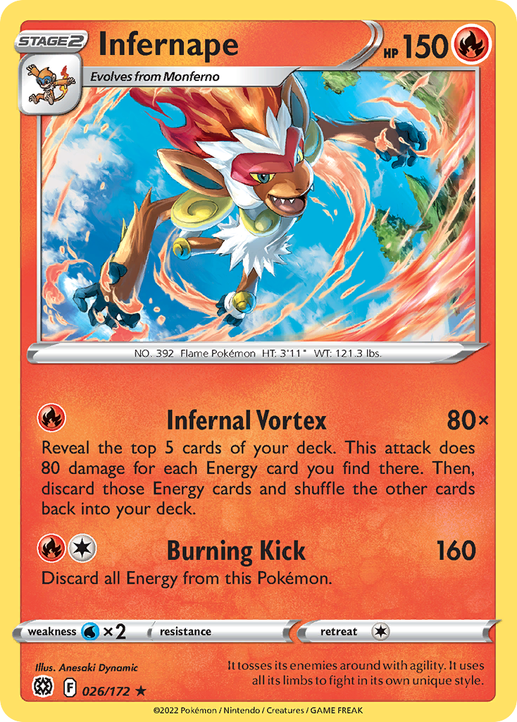 Infernape (26/172) - Brilliant Stars Pokémon Card