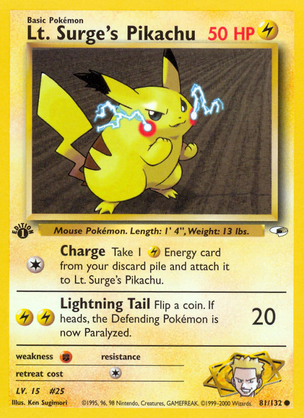 Lt. Surge's Pikachu (81/132) - Gym Heroes (1st Edition) Pokémon Card