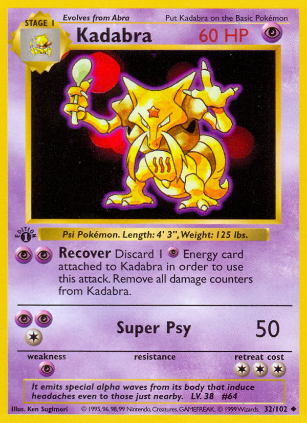 Kadabra (32/102) - Base (1st Edition) Pokémon Card