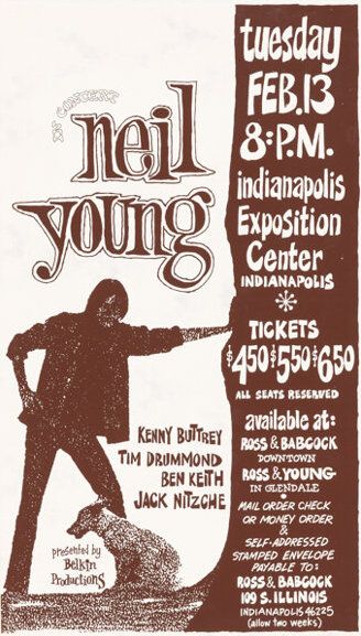 Neil Young Indianapolis Exposition Center 1973 Concert Poster