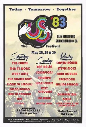 The US Festival featuring Van Halen & David Bowie Glen Helen Park 1983