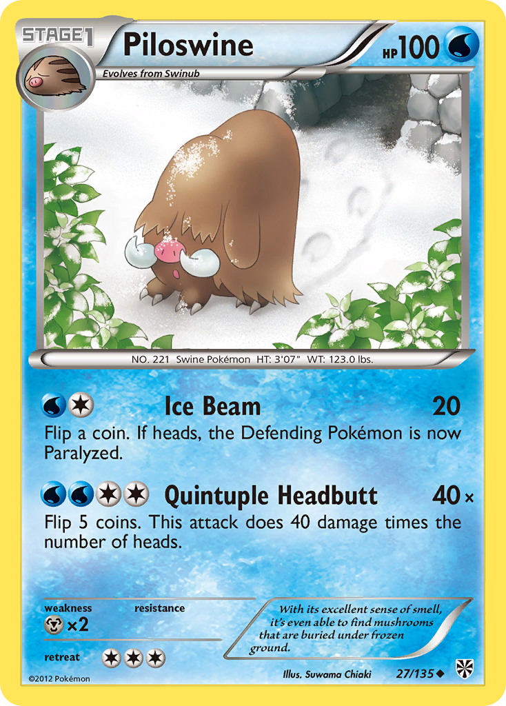 Piloswine (27/135) - Plasma Storm Pokémon Card