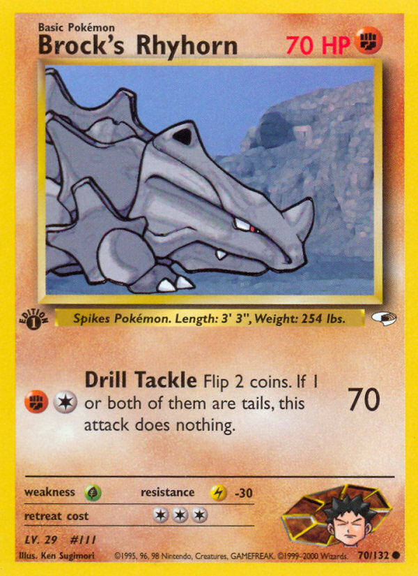 Brock's Rhyhorn (70/132) - Gym Heroes (1st Edition) Pokémon Card