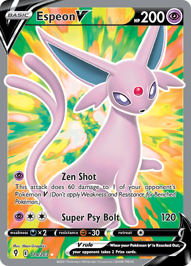 Espeon V (179/203) - Evolving Skies Pokémon Card