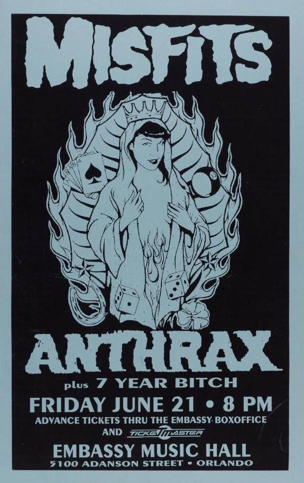 Misfits & Anthrax Embassy Music Hall 1996 Concert Poster