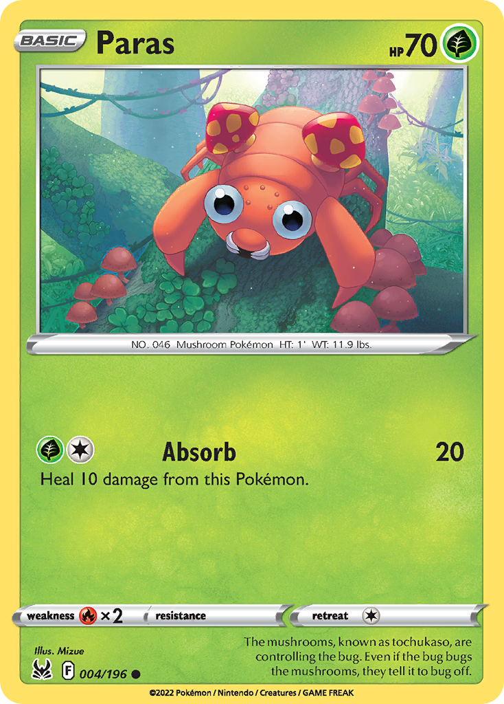 Paras (4/196) - Lost Origin Pokémon Card