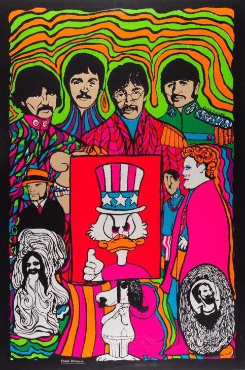 The Beatles Black Light Headshop 1969 Concert Poster