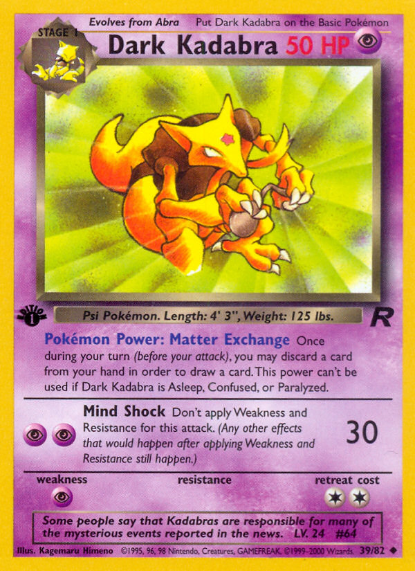 Dark Kadabra (39/82) - Team Rocket (1st Edition) Pokémon Card