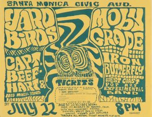 Yardbirds & Moby Grape Santa Monica Civic Auditorium HANDBILL 1967