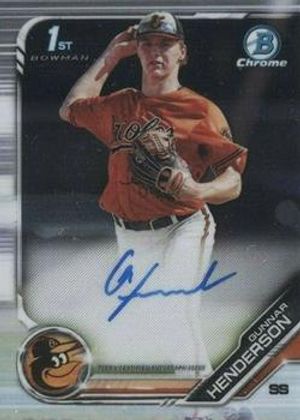 Gunnar Henderson 2019 Bowman Draft - Chrome Draft Pick Autographs Baseball #CDA-GH