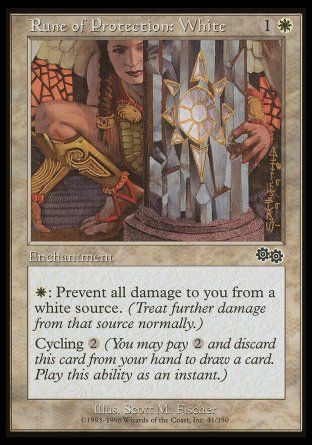 Rune of Protection: White (Urza's Saga) Trading Card