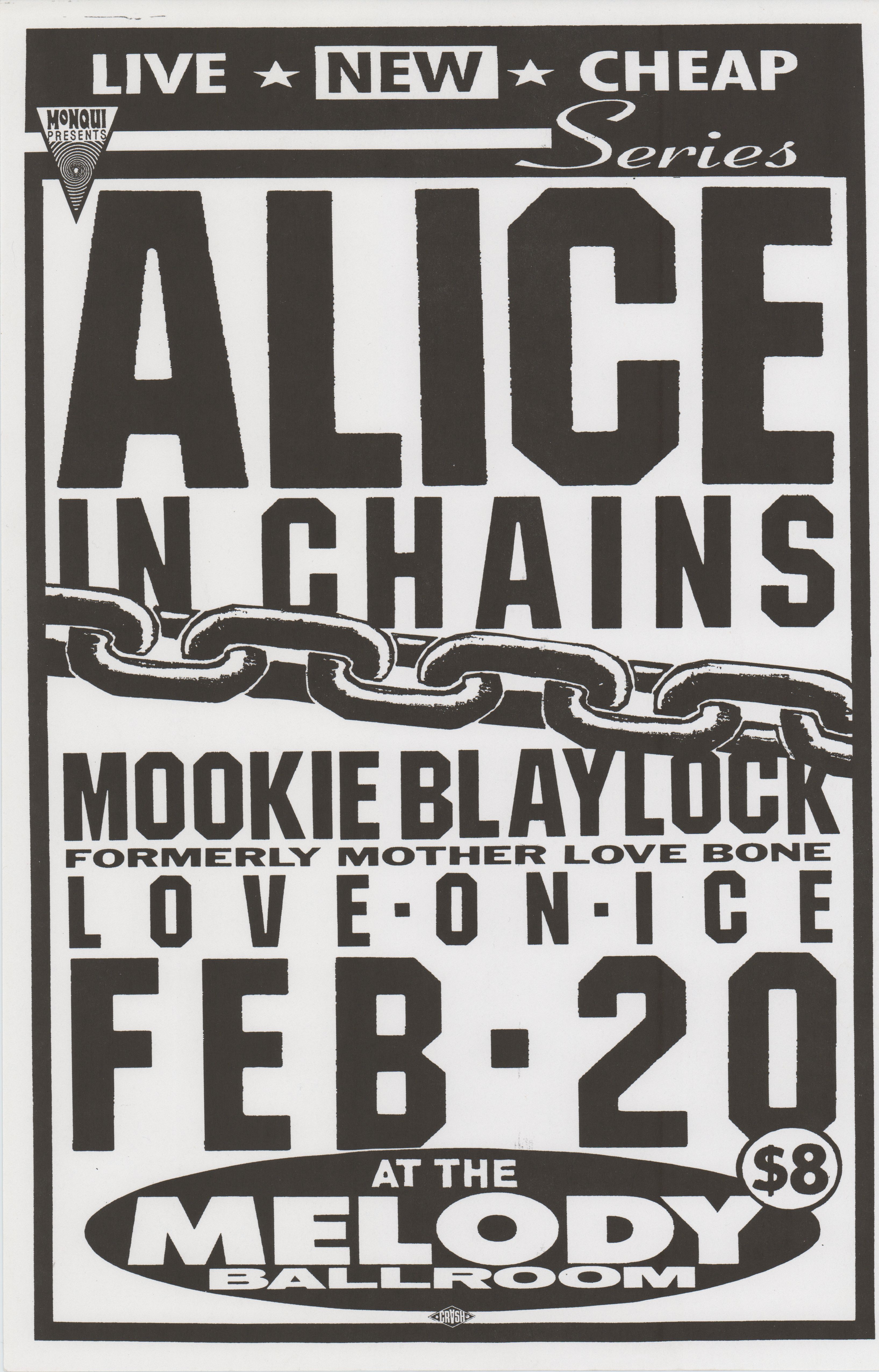 MXP-250.4 Alice In Chains 1991 Melody Ballroom  Feb 20 Concert Poster
