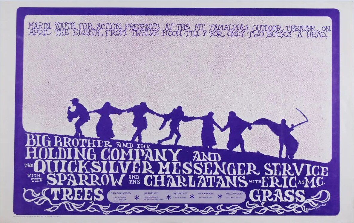 Big Brother & The Holding Co. Mt Tamalpais Outdoor Theater 1967 Concert Poster
