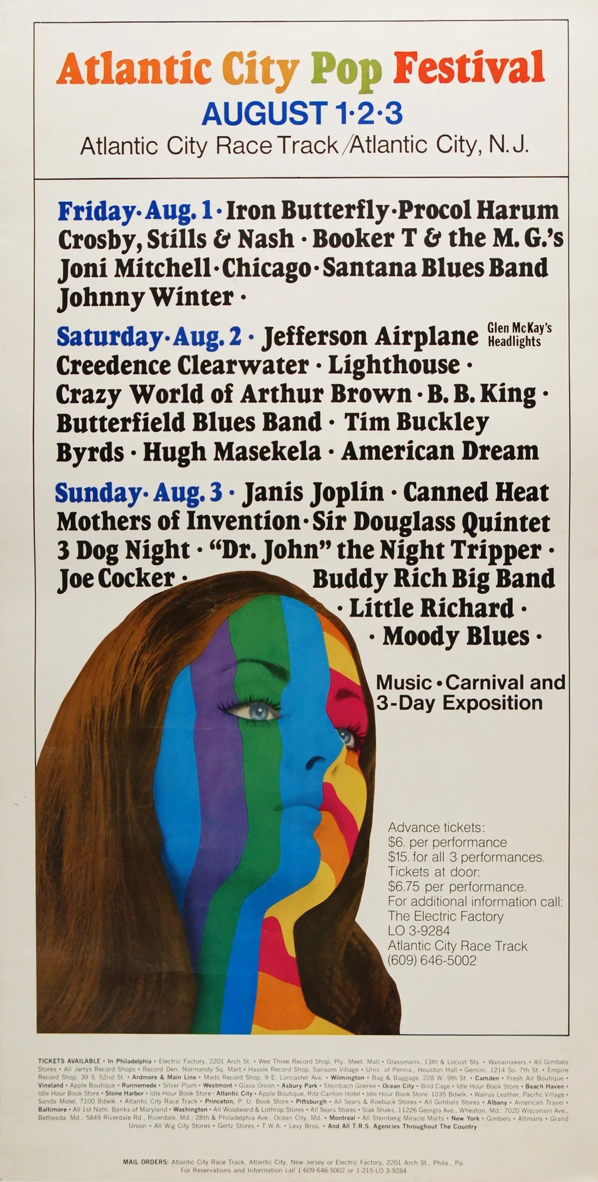 1969–Jefferson Airplane-Janis Joplin-Atlantic City Pop Festival Concert Poster