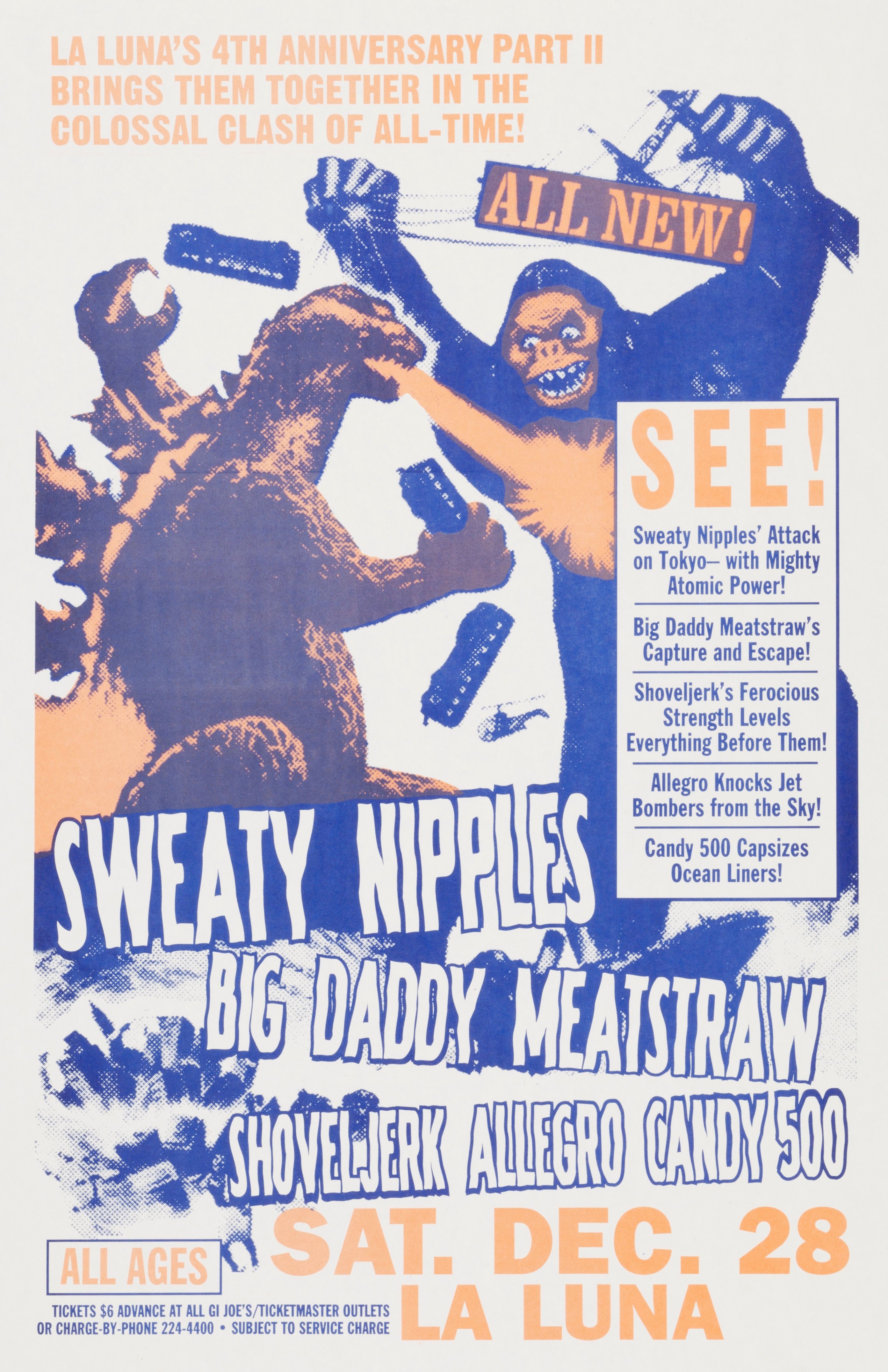 MXP-271.1 Sweaty Nipples 1996 La Luna  Dec 28 Concert Poster