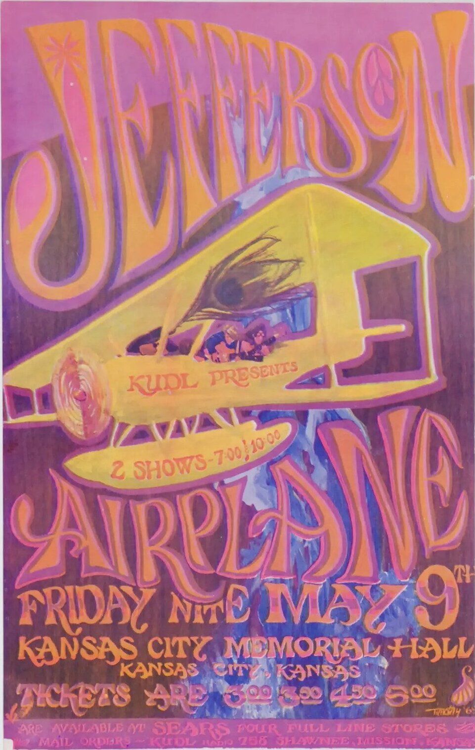 1969–Kansas City Soldiers & Sailors Memorial Hall-Jefferson Airplane Concert Poster
