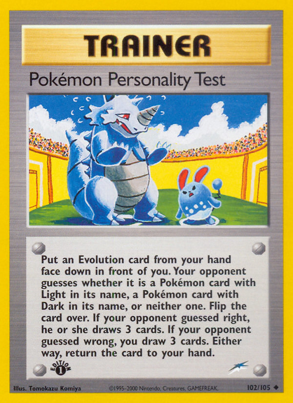 Pokémon Personality Test (102/105) - Neo Destiny Pokémon Card