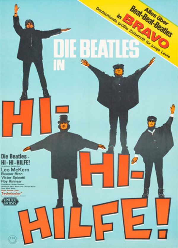 The Beatles Help! German Film Poster 1965