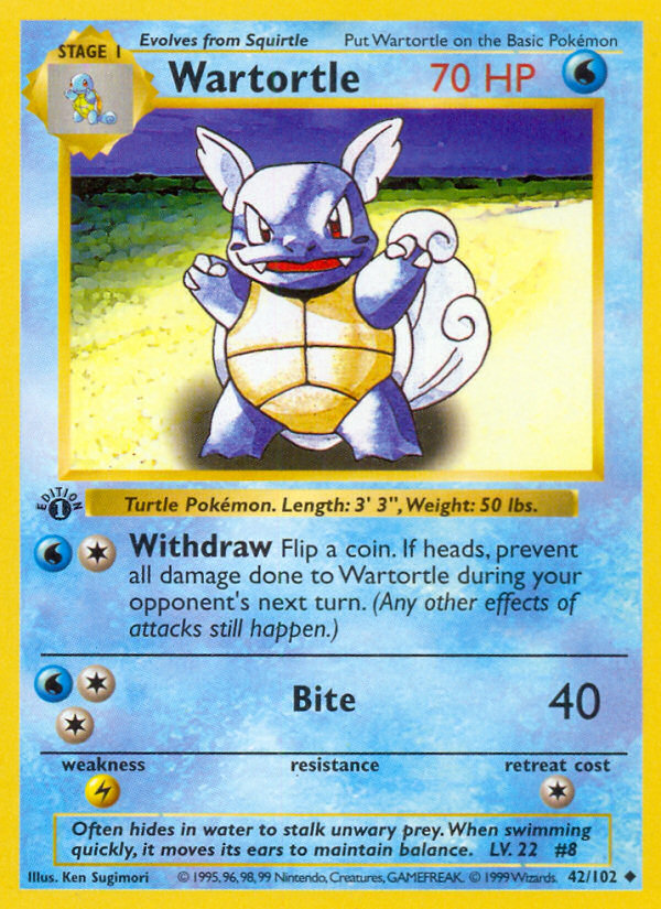 Wartortle (42/102) - Base (1st Edition) Pokémon Card