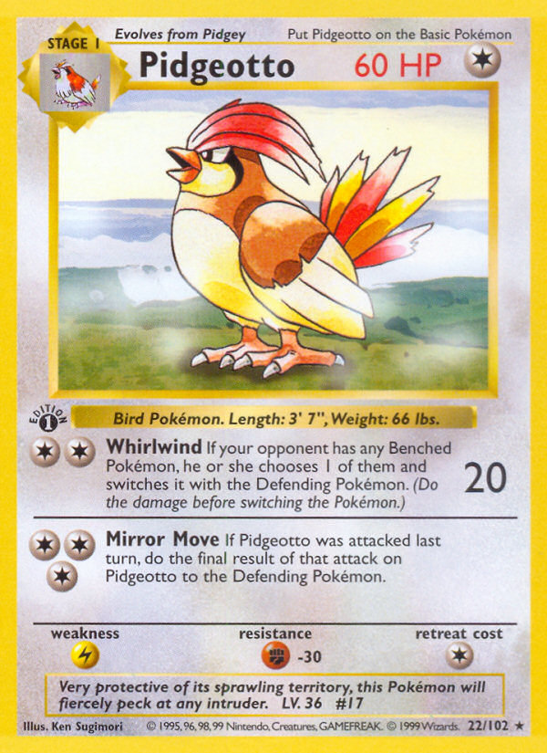 Pidgeotto (22/102) - Base (1st Edition) Pokémon Card