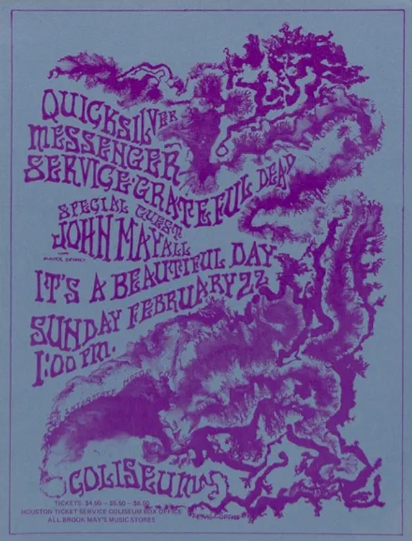 Quicksilver Messenger Service & Grateful Dead Houston Coliseum Handbill 1970