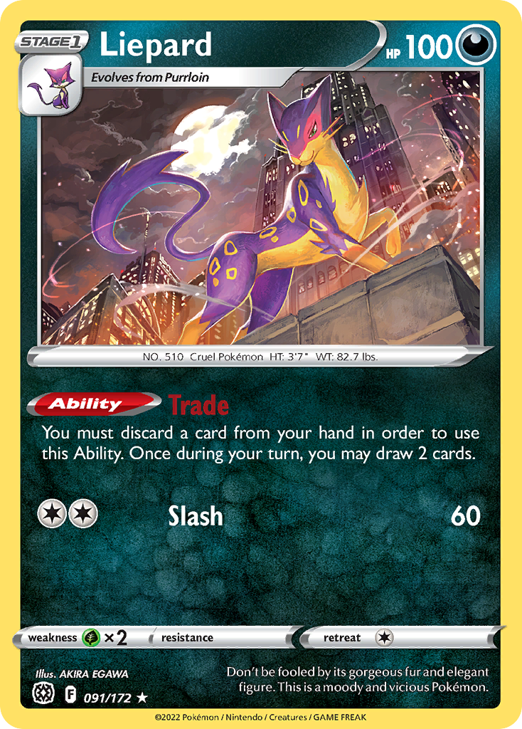 Liepard (91/172) - Brilliant Stars Pokémon Card