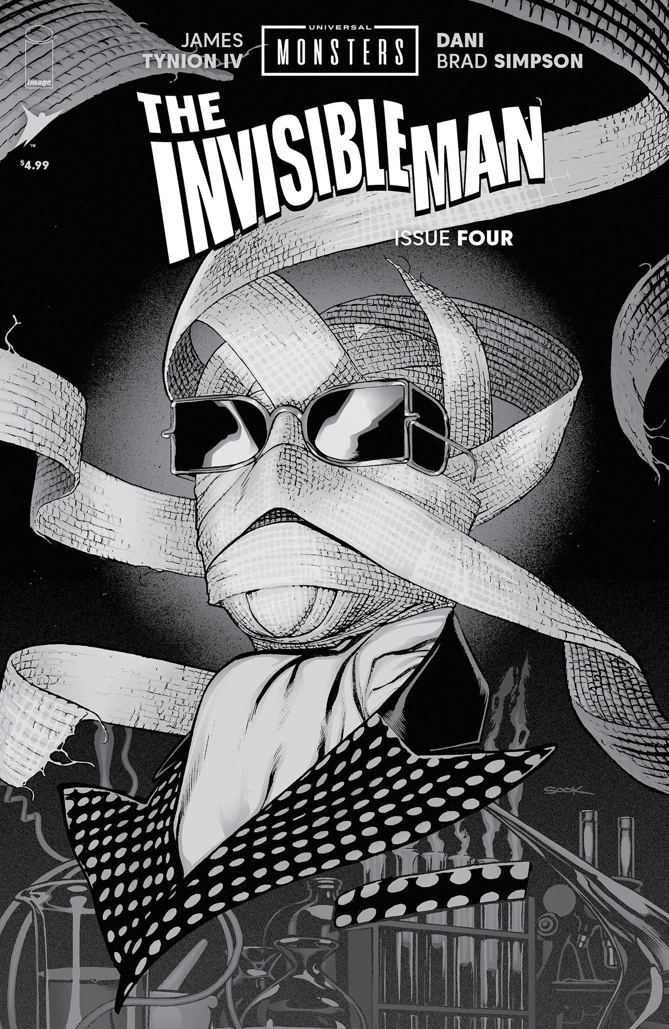 Universal Monsters: The Invisible Man #4 (Cvr D Inc 1:25 Ryan Sook B&W Horror Variant) Comic