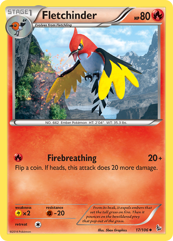 Fletchinder (17/106) - Flashfire Pokémon Card