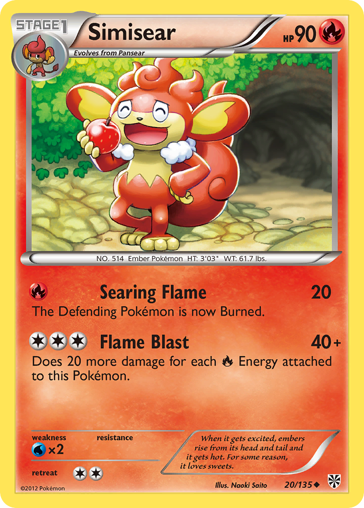 Simisear (20/135) - Plasma Storm Pokémon Card