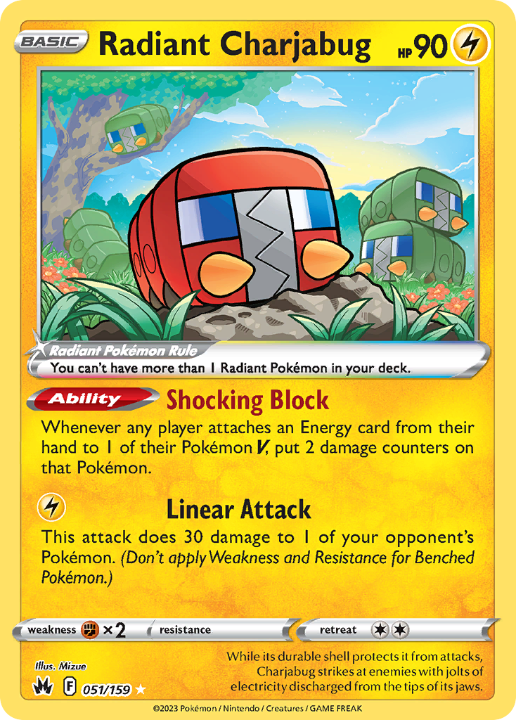 Radiant Charjabug Radiant (51/159) - Crown Zenith Pokémon Card