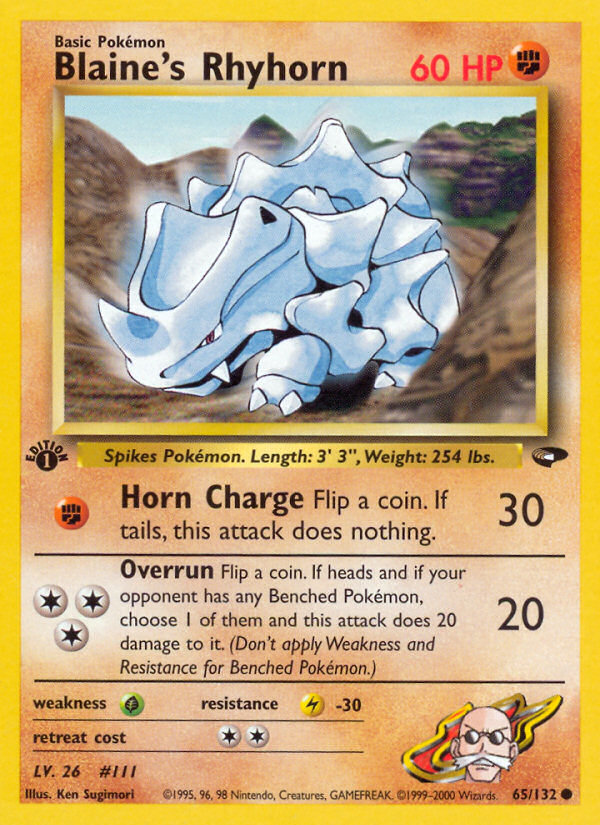 Blaine's Rhyhorn (65/132) - Gym Challenge (1st Edition) Pokémon Card